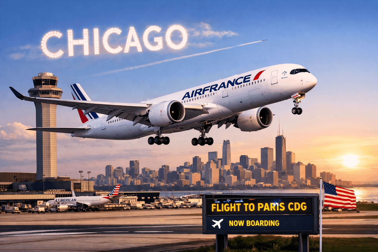 Air France A350 Chicago Flight Return